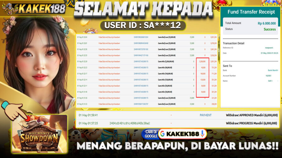 KAKEK188 di Game Slot Wild Bounty Showdown RP.6.000.000 LUNAS bukti-20