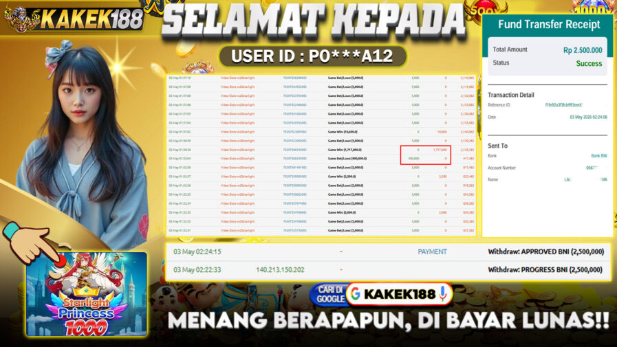KAKEK188 di Game Slot Starlight Princess RP.2.500.000 LUNAS bukti-26