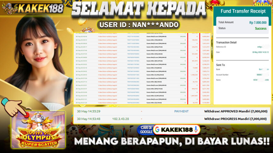 KAKEK188 di Game Slot Gates of Olympus Super Scatter RP.7.000.000 LUNAS bukti-42
