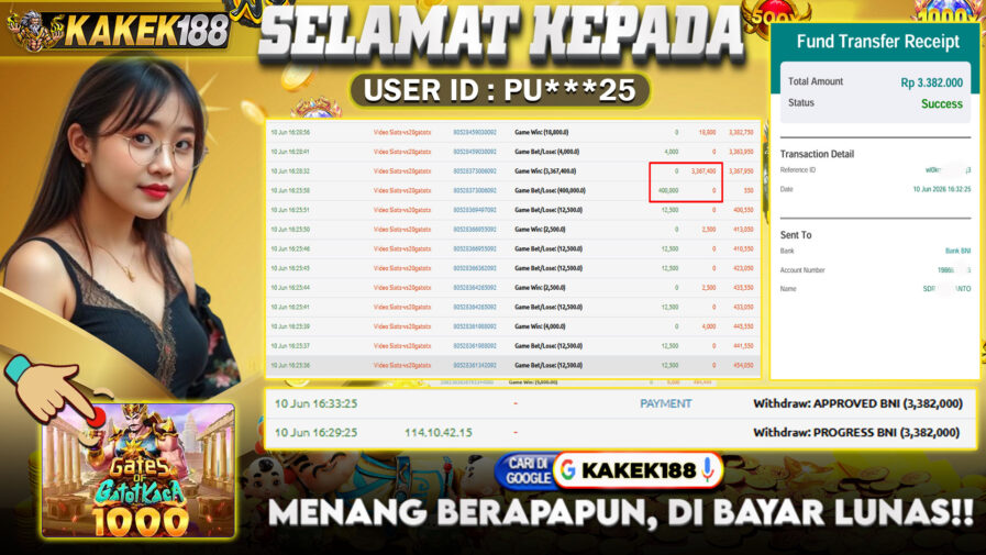 KAKEK188 di Game Slot Gatot Kaca 1000 RP.3.382.000 LUNAS bukti-46
